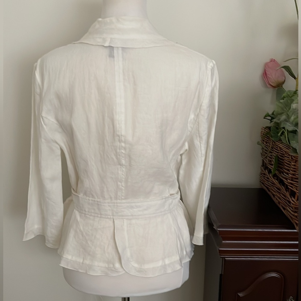 Grace Elements All Linen Wrap Blouse Jacket With … - image 3